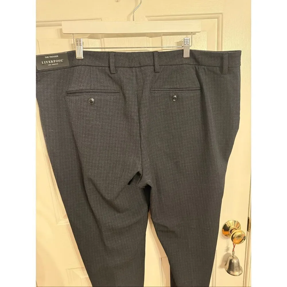 Liverpool The Trouser Black & Blue Woven Trousers sz 42X32 NWT
